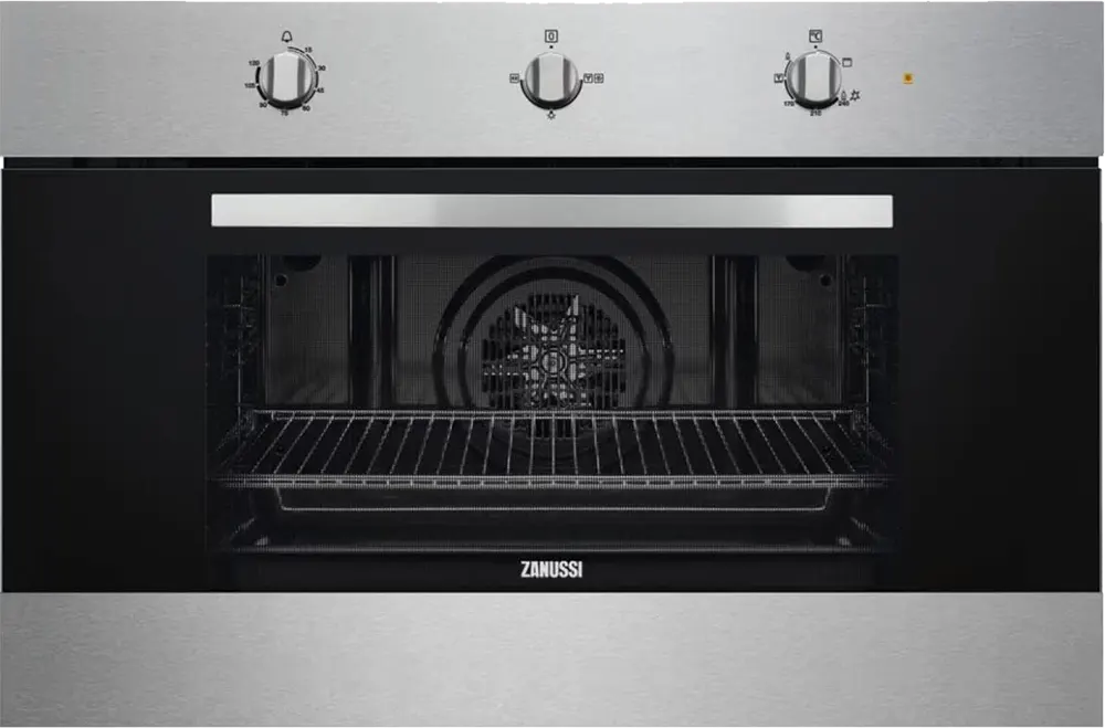 فرن بلت ان زانوسي 90 سم، 75 لتر، غاز- كهرباء، شواية، أسود× فضي ،ZOG9990X
