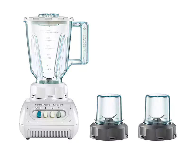 خلاط كهربائي تورنيدو، 250 وات، 1.5 لتر،2 مطحنة، أبيض، MX900-2