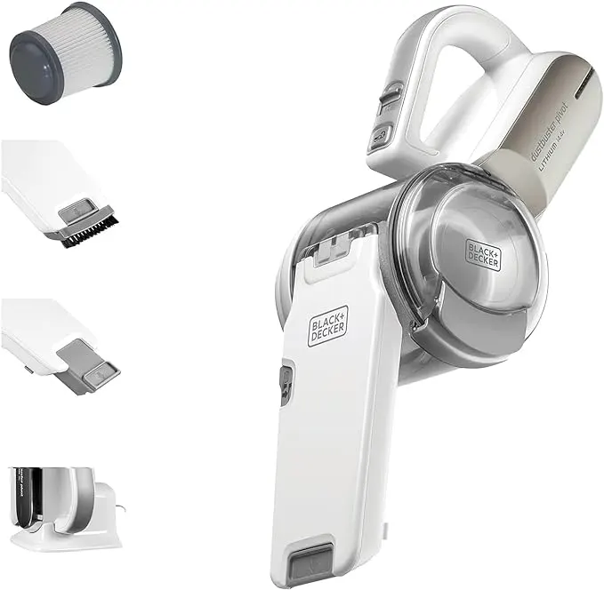 مكنسة بلاك اند ديكر لاسلكية ببطارية ليثيوم، مكنسه كهربا، مكنسه شحن، 14.4 فولت، أبيض، PV1420L