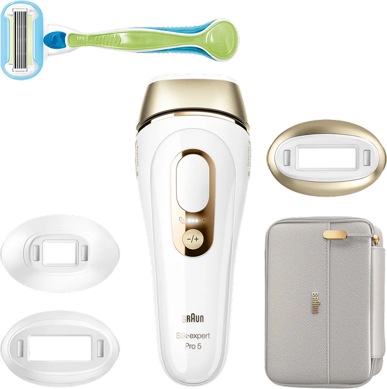 ماكينة إزالة الشعر باليزر براون سيلك اكسيبرت برو 5، 400000 ومضة، 2 رأس، أبيض، PL5257