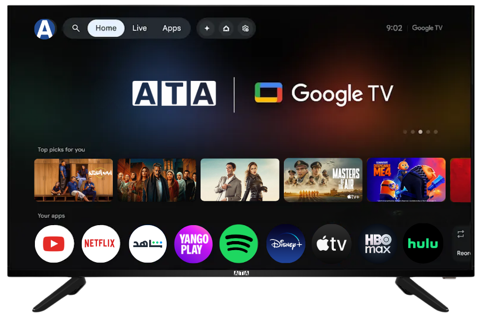 شاشة ايه تي ايه FHD جوجل سمارت 43 بوصة بدون فريم – ATA43FLG
