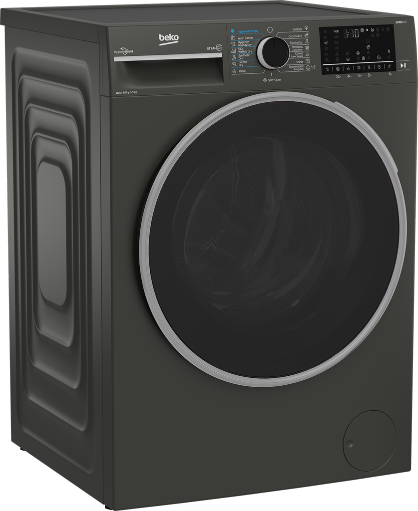 غسالة بيكو فول اتوماتيك تحميل امامي ، 8 كيلو ، بالمجفف 5 كيلو ، 1400 لفة ، انفرتر ، شاشة ديجيتال ، رمادي ، BWD08520MCI
