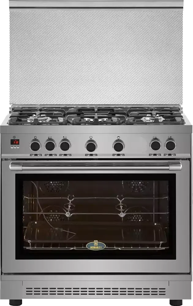 بوتاجاز كريازي سمارت بريمير، بوتجاز 5 شعله، 60*90 سم، غاز انبوبة، أمان كامل، حوامل أواني زهر ستانلس، فضي،90، FC9-1
