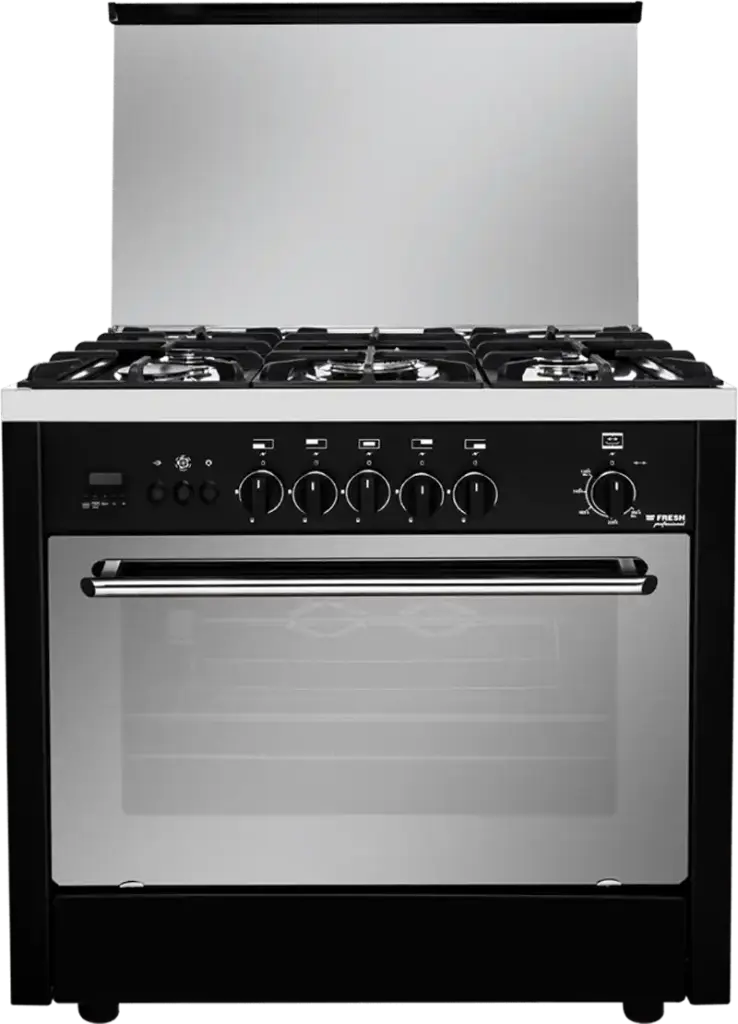 بوتجاز فريش بروفيشنال كنترول، بوتاجاز 5 شعله، 90 × 60 سم، حوامل زهر، اسود
