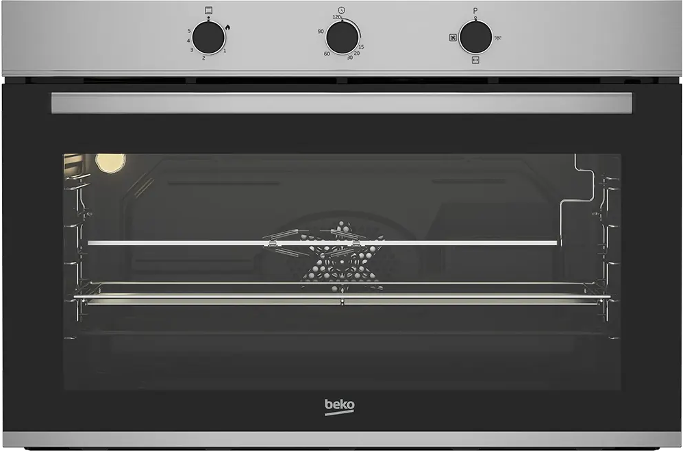 فرن بلت ان بيكو ، مقاس 90 سم ، 90 لتر، مزود بشواية ، أمان كامل ، مروحة فرن ، أسود x سيلفر ، BBWHT12104XS
