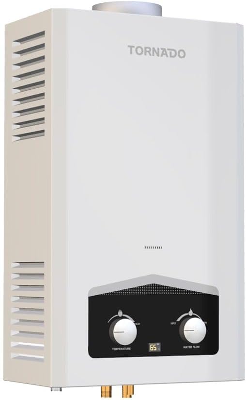 سخان مياه غاز تورنيدو 6 لتر، ديجيتال ، غاز انبوبة ، مدخنة، أبيض ، GHM-C06CTE-W
