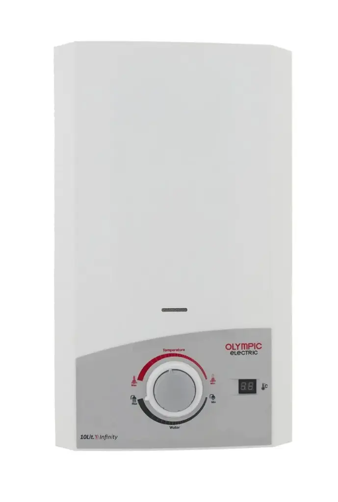 سخان مياه غاز اوليمبيك، 10 لتر، ديجيتال، غاز انبوبة، مدخنة، أبيض ، OEGWDG10FLWH
