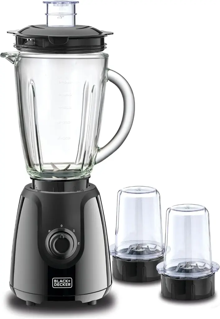 خلاط كهربائي بلاك اند ديكر ، 400 وات ، 1.5 لتر ، 2 مطحنه ، أسود  , BX440G