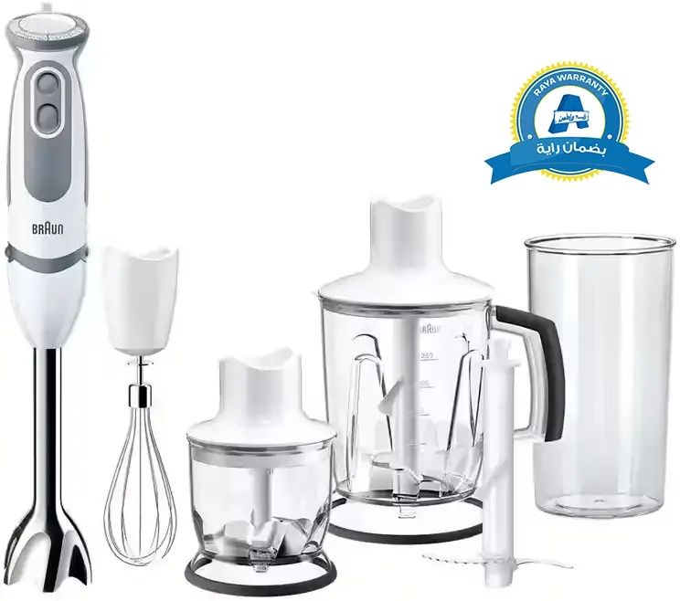 هاند بلندر براون مالتي كويك 5، 1000 وات، 600 مللي، مزود بملحقات متعددة، أبيض، MQ 5245