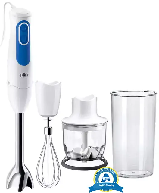 هاند بليندر براون مالتي كويك 3 ، 700 وات، 600 مللي، مزود بمضرب بيض وكبة، أبيض MQ3025