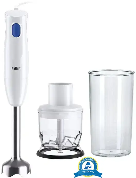 هاند بلندر براون مالتي كويك 1، 450 وات، 600 مللي، مزود بكبة، أبيض ،MQ10.201MWH