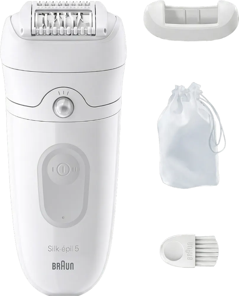 ماكينة ازالة الشعر اللاسلكية براون سيلك ابيل 5، اضاءة سمارت، 28 ملقط MicroGrip، استخدام رطب وجاف،أبيض، SE 5-011
