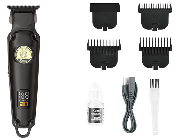 ماكينة حلاقة شعر كيمي لاسلكية للرجال ، شاشة ال اي دي ، قابلة لأعادة الشحن ، أسود ، KM-2371
