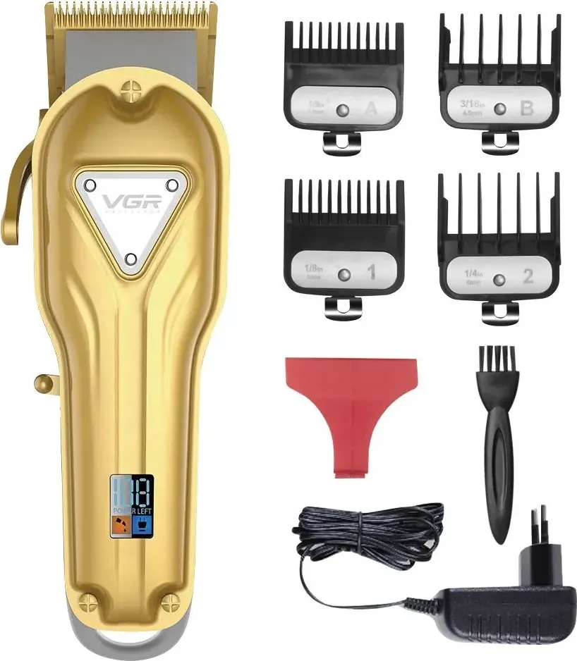ماكينة حلاقة كهربائية للرجال في جي ار، استخدام جاف، قابلة لإعادة الشحن، ذهبي، V-134
