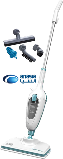 [ممسحة بخارية بلاك اند ديكر، 1300 وات، 5 في 1، خزان 380 ملي، لون أبيض، FSMH13E5] ممسحة بخارية بلاك اند ديكر، 1300 وات، 5 في 1، خزان 380 ملي، لون أبيض، FSMH13E5