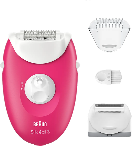 [ماكينة إزالة الشعر للنساء سيلك ابيل 3 من براون، 20 ملقط، إضاءة سمارت، أبيض و وردي، SE3-032] ماكينة إزالة الشعر للنساء سيلك ابيل 3 من براون، 20 ملقط، إضاءة سمارت، أبيض و وردي، SE3-032
