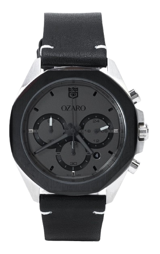 [OZ-14017LBB] OZ-14017LBB OZARO ساعة رجالي جلد اسود مينا اسود
