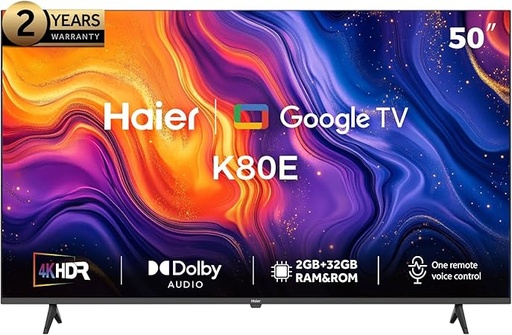 [شاشة هاير سمارت، 50 بوصة، ليد، دقة 4K، رسيفر مدمج، H50K80EU
] شاشة هاير سمارت، 50 بوصة، ليد، دقة 4K، رسيفر مدمج، H50K80EU
