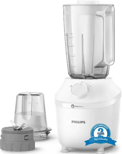 [خلاط كهربائي فيليبس، 450 وات ،1 لتر، مطحنة،أبيض ،HR2041-16] خلاط كهربائي فيليبس، 450 وات ،1 لتر، مطحنة،أبيض ،HR2041-16