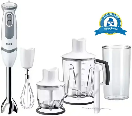 [هاند بلندر براون مالتي كويك 5، 1000 وات، 600 مللي، مزود بملحقات متعددة، أبيض، MQ 5245] هاند بلندر براون مالتي كويك 5، 1000 وات، 600 مللي، مزود بملحقات متعددة، أبيض، MQ 5245