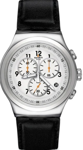 [YOS451] YOS451 ساعة سواتش جلد أسود مينا أبيض رجالي