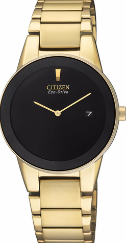 [GA1052-55E] GA1052-55E ساعة سيتزن حريمي معدن ذهبي مينا أسود