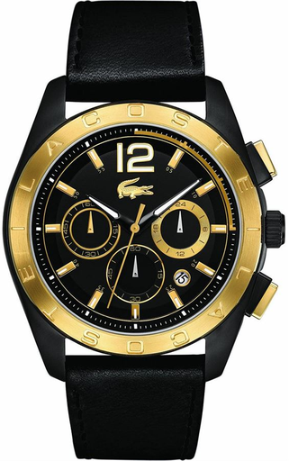 [2010741] ساعة لكوست جلد أسود 2010741 رجالي