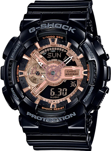 [GA-110MMC-1ADR] GA-110MMC-1ADR ساعة جي شوك رابر أسود مينا ذهبي