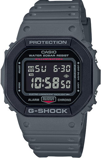 [DW-5610SU-8DR] DW-5610SU-8DR ساعة جي شوك رابر رمادي مينا أسود رجالي