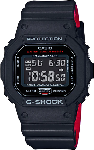 [DW-5600HR-1DR] ساعة جي شوك رابر أسود*أحمر مينا أسود