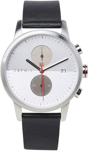 [es1g110l0025] black leather white dail