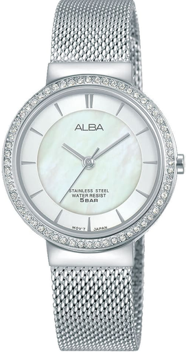 [AH8495X1] AH8495X1ساعة البا حريمي معدن + استيك جلد