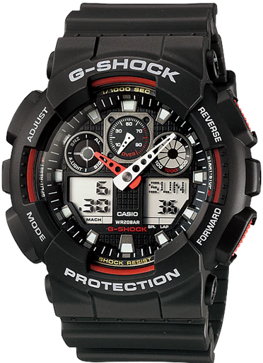 [GA-100-1A4DR] GA-100-1A4DR ساعة جي شوك رابر أسود مينا أسود رجالي