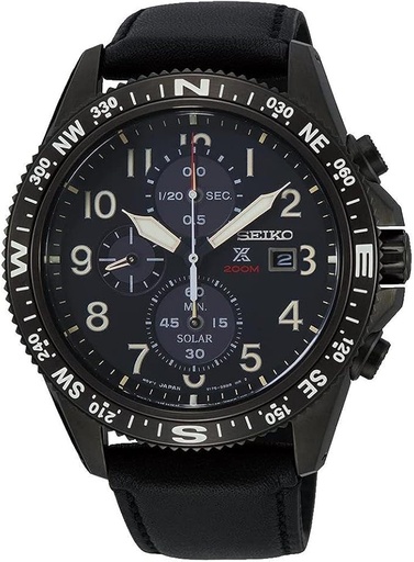 [SSC707P1] SSC707P1 ساعة سايكو جلد أسود مينا أسود رجالي