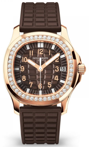 [WPatek Philippe Aquanaut Luce 5068R-001 ladies' watch in 18K rose gold with a chocolate brown dial and diamond bezel-1] WPatek Philippe Aquanaut Luce 5068R-001 ladies' watch in 18K rose gold with a chocolate brown dial and diamond bezel-1