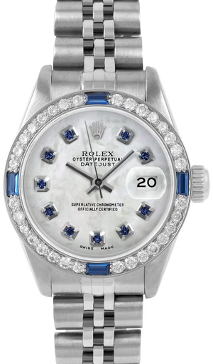 [Rolex Lady-Datejust with a custom diamond and sapphire bezel-17] Rolex Lady-Datejust with a custom diamond and sapphire bezel-17
