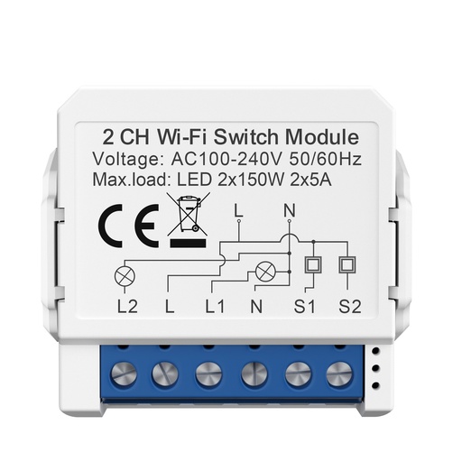 [MINI SWITCH 2 GANG (MINI RELAY) (Wifi)] MINI SWITCH 2 GANG (MINI RELAY) (Wifi)