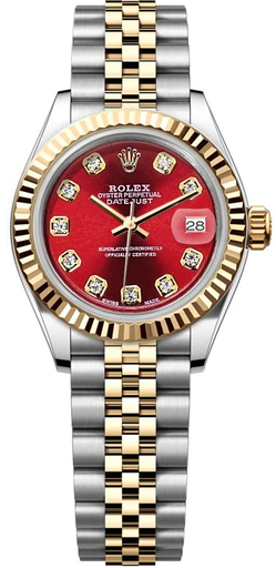 [Rolex Datejust Jubilee – TwoTone Red Gem Dial -49] Rolex Datejust Jubilee – TwoTone Red Gem Dial -49