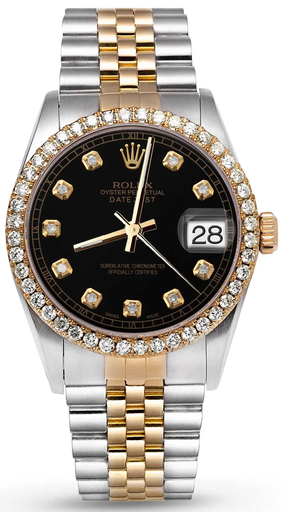 [WRolex Datejust Diamond Bezel Watch Black Dial -75] WRolex Datejust Diamond Bezel Watch Black Dial -75