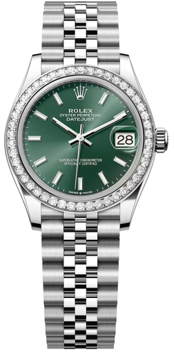 [Datejust Steel & White Mint Green Dial Diamond Bezel Jubilee -76] Datejust Steel & White Mint Green Dial Diamond Bezel Jubilee -76