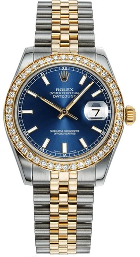 [Rolex Datejust with a blue dial, two-tone stainless steel and yellow gold-95] Rolex Datejust with a blue dial, two-tone stainless steel and yellow gold-95